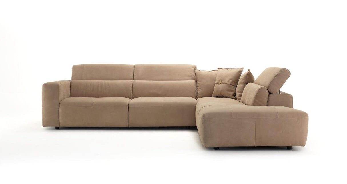 LaMod Italia Grande Italian Desert Leather Right Facing Chaise Sectional Sofa - Home Elegance USA