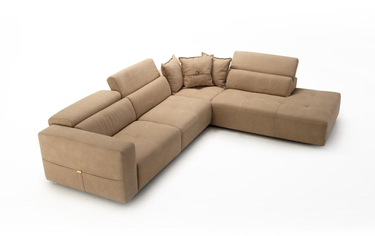 LaMod Italia Grande Italian Desert Leather Right Facing Chaise Sectional Sofa