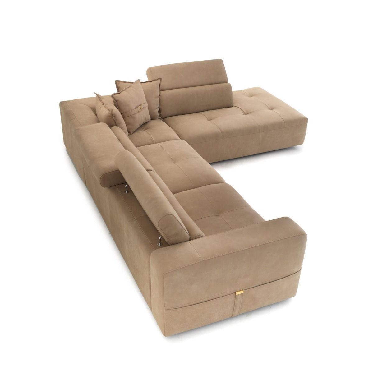 LaMod Italia Grande Italian Desert Leather Right Facing Chaise Sectional Sofa - Home Elegance USA