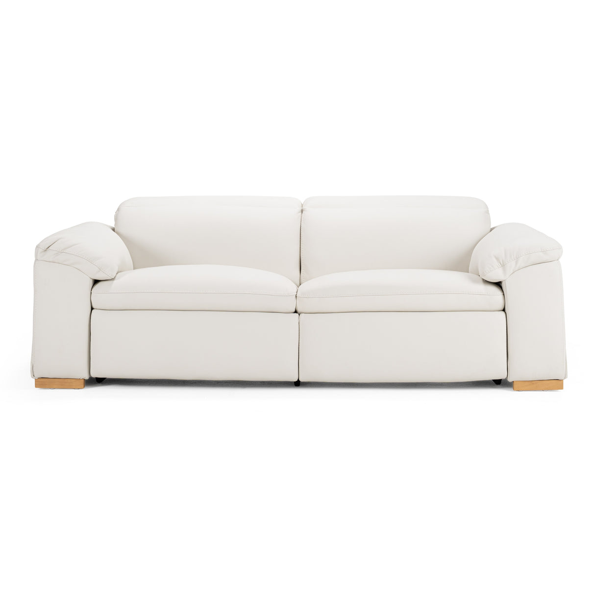 Gregory - Modern Off-White Leather Sofa w/ 2 Recliners - View Image 1