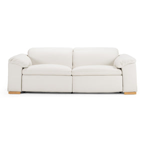 Gregory - Modern Off-White Leather Sofa w/ 2 Recliners - View Image 1