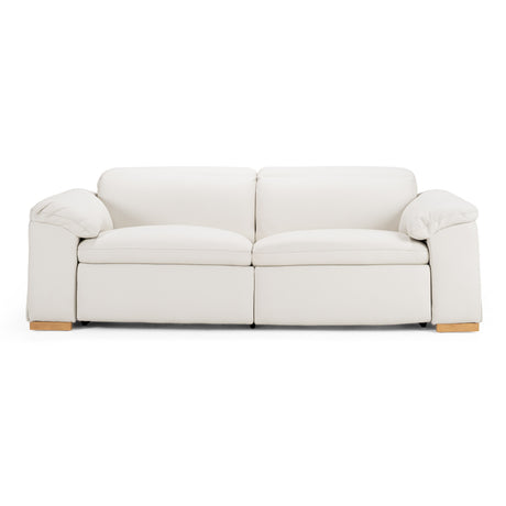 Gregory - Modern Off-White Leather Sofa w/ 2 Recliners - View Image 1