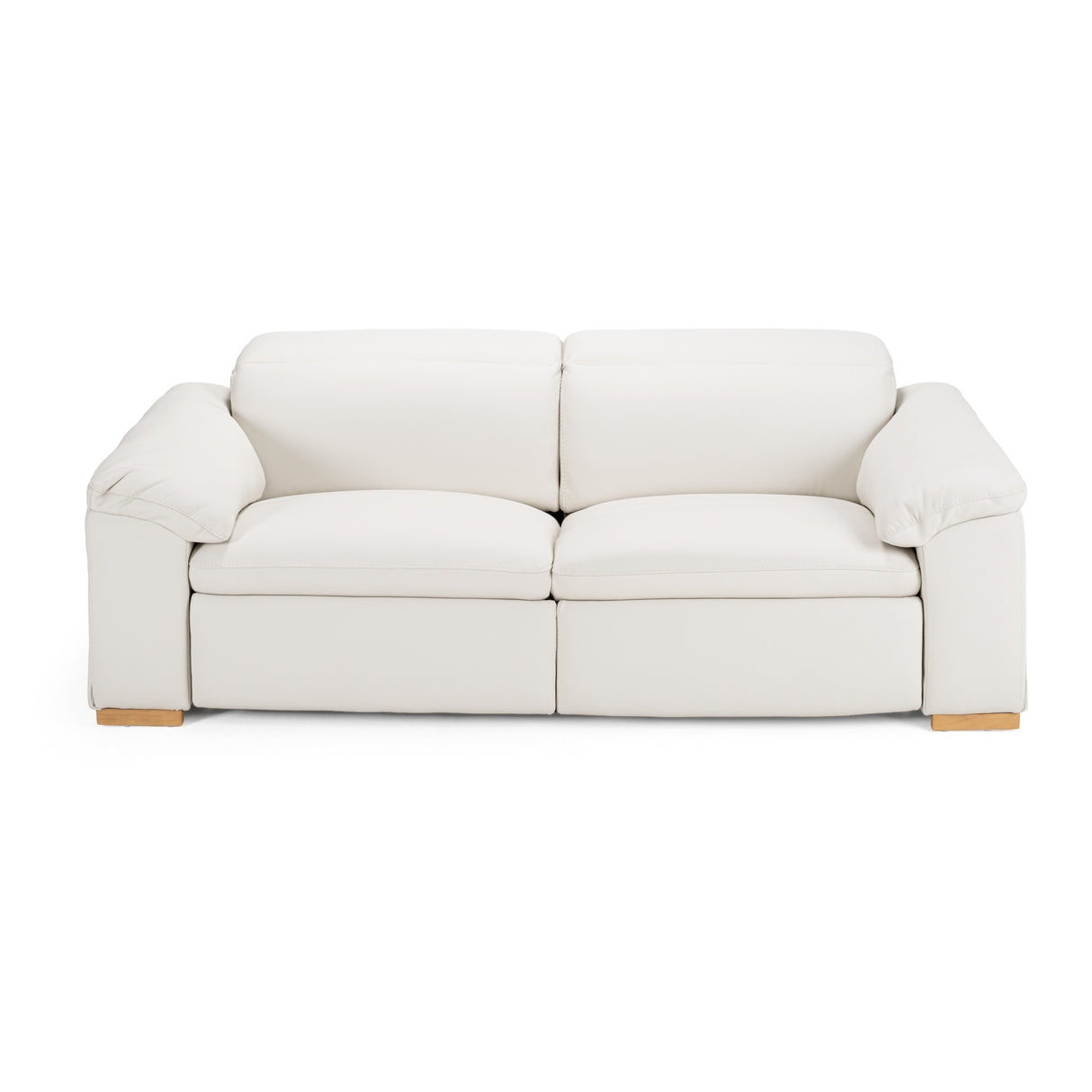 Gregory - Modern Off-White Leather Sofa w/ 2 Recliners - View Image 1