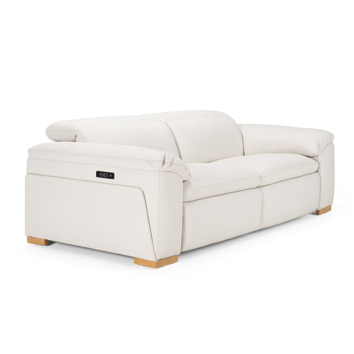 Gregory - Modern Off-White Leather Sofa w/ 2 Recliners - View Image 1