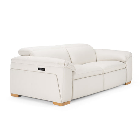 Gregory - Modern Off-White Leather Sofa w/ 2 Recliners - View Image 1