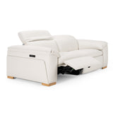 Gregory - Modern Off-White Leather Sofa w/ 2 Recliners - View Image 1