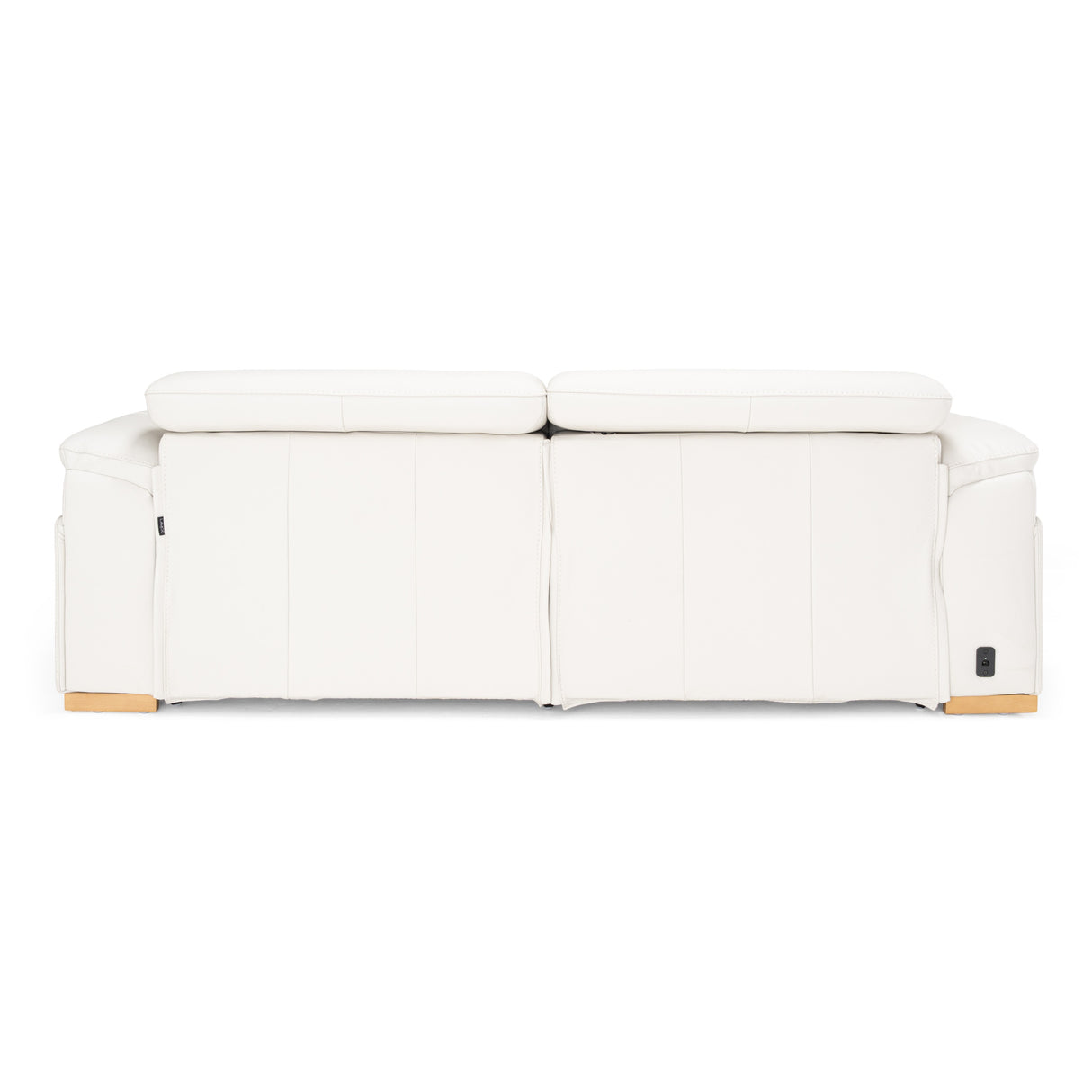 Gregory - Modern Off-White Leather Sofa w/ 2 Recliners - View Image 1