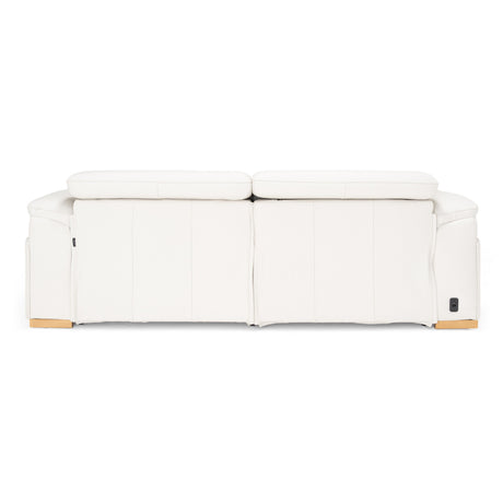 Gregory - Modern Off-White Leather Sofa w/ 2 Recliners - View Image 1