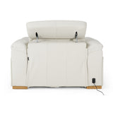 Gregory - Modern Off-White Leather Recliner Chair - View Image 1