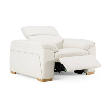 Gregory - Modern Off-White Leather Recliner Chair - View Image 1