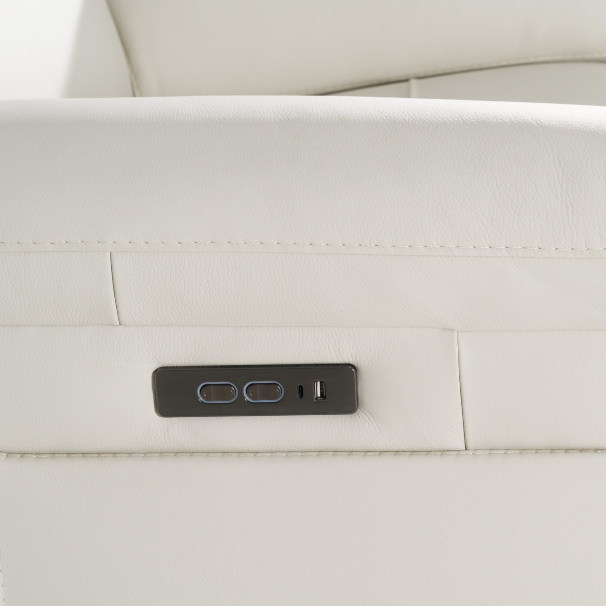 Gregory - Modern Off-White Leather Recliner Chair - View Image 1