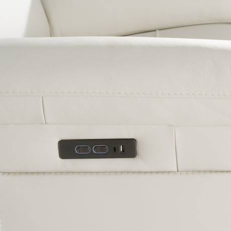 Gregory - Modern Off-White Leather Recliner Chair - View Image 1