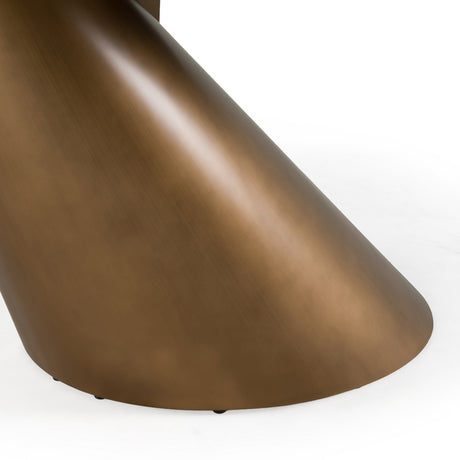 Gresham - Contemporary White Ceramic + Brushed Brass Dining Table - View Image 1