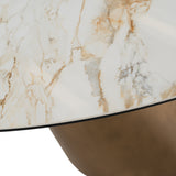 Gresham - Contemporary White Ceramic + Brushed Brass Dining Table - View Image 1