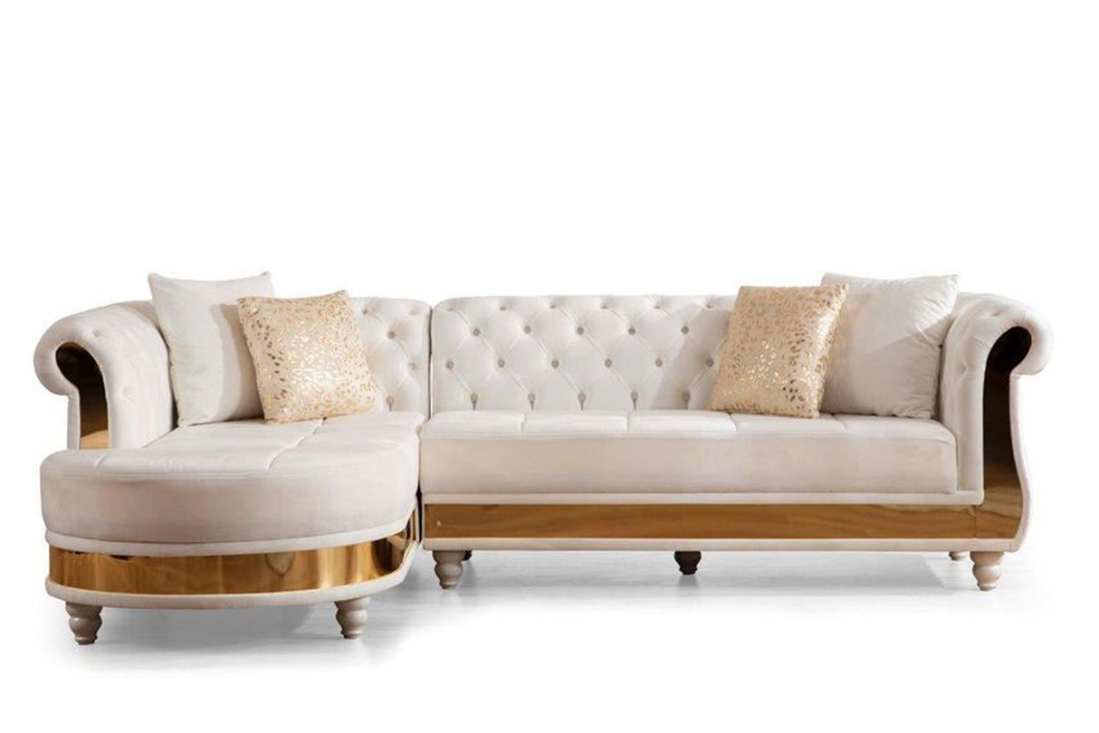 Julia Contemporary Sectional Velvet Button Tufted | Galaxy - Home Elegance USA