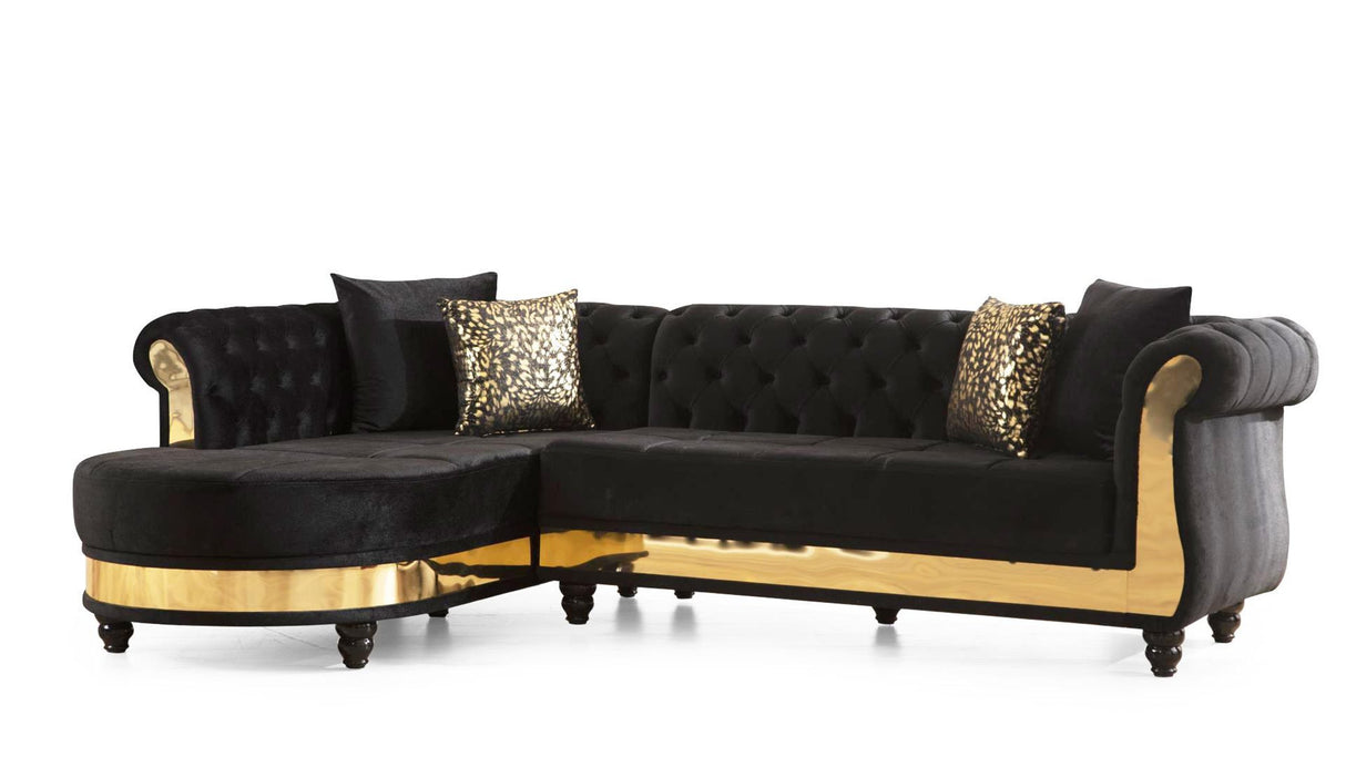 Julia Contemporary Sectional Velvet Button Tufted | Galaxy - Home Elegance USA