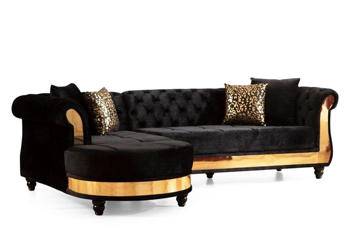 Julia Contemporary Sectional Velvet Button Tufted | Galaxy - Home Elegance USA