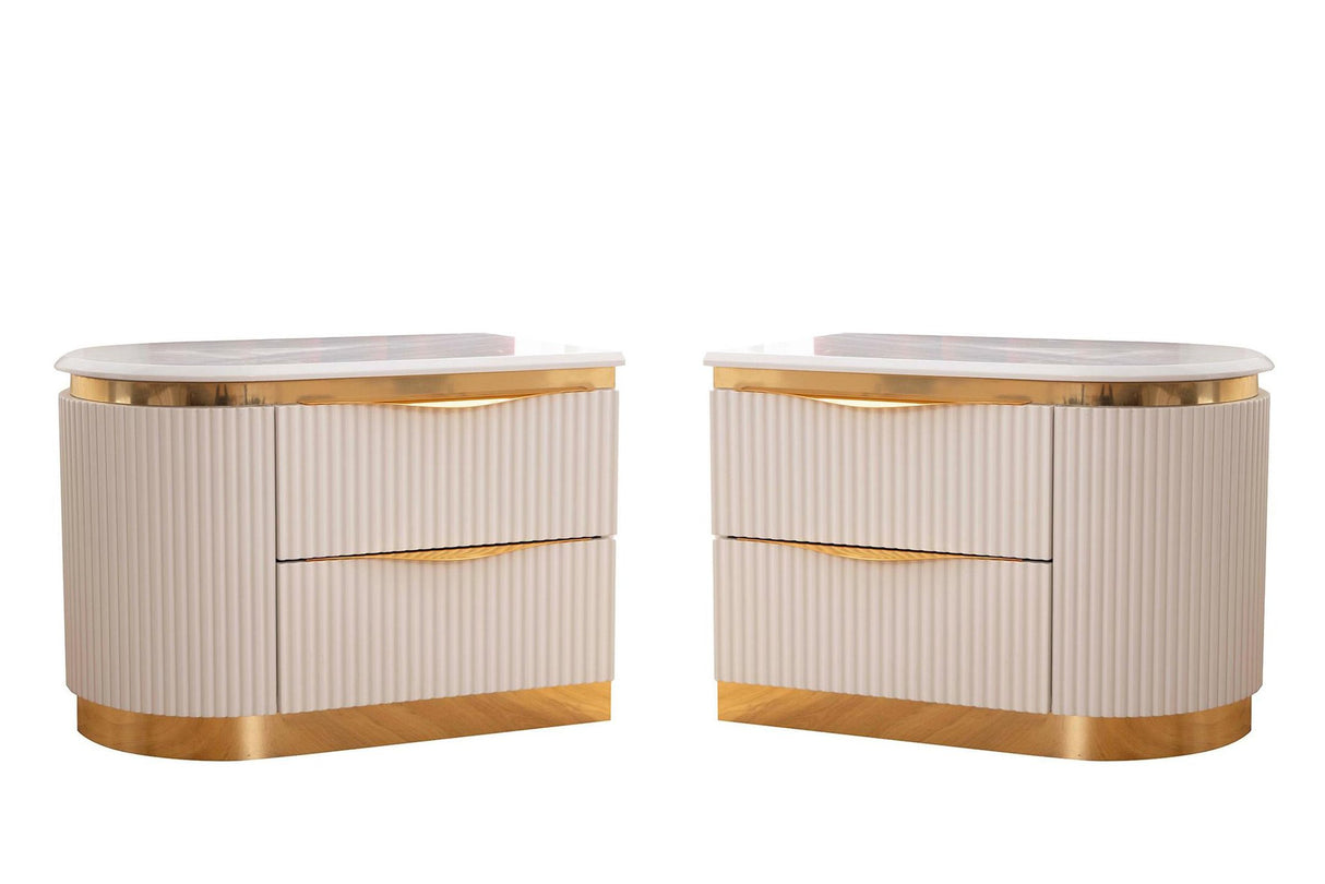 LAURA Glam Contemporary Luxury White & Gold Bedroom Set by Galaxy Furniture - Home Elegance USA