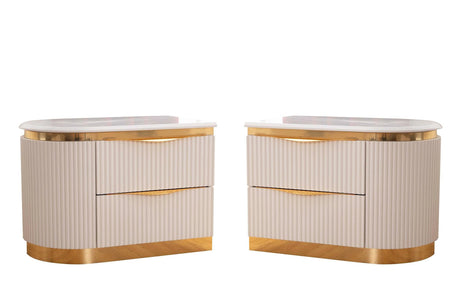 LAURA Glam Contemporary Luxury White & Gold Bedroom Set by Galaxy Furniture - Home Elegance USA