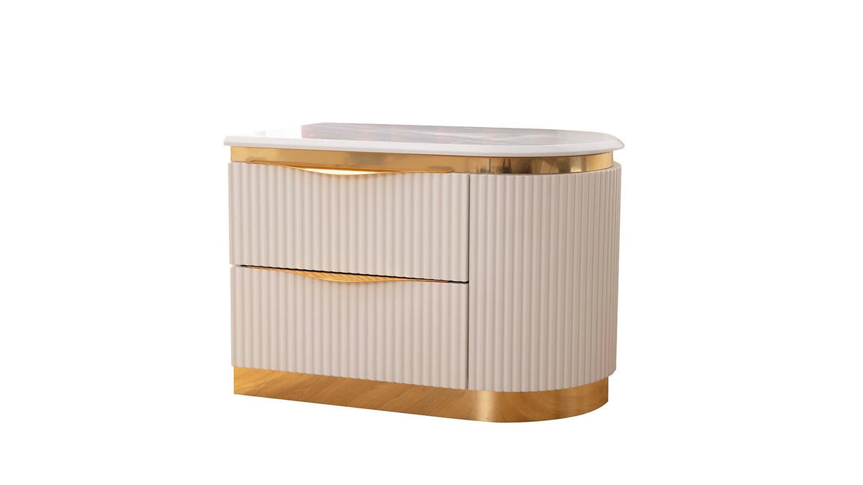 LAURA Glam Contemporary Luxury White & Gold Bedroom Set by Galaxy Furniture - Home Elegance USA