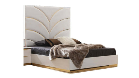 LAURA Glam Contemporary Luxury White & Gold Bedroom Set by Galaxy Furniture - Home Elegance USA