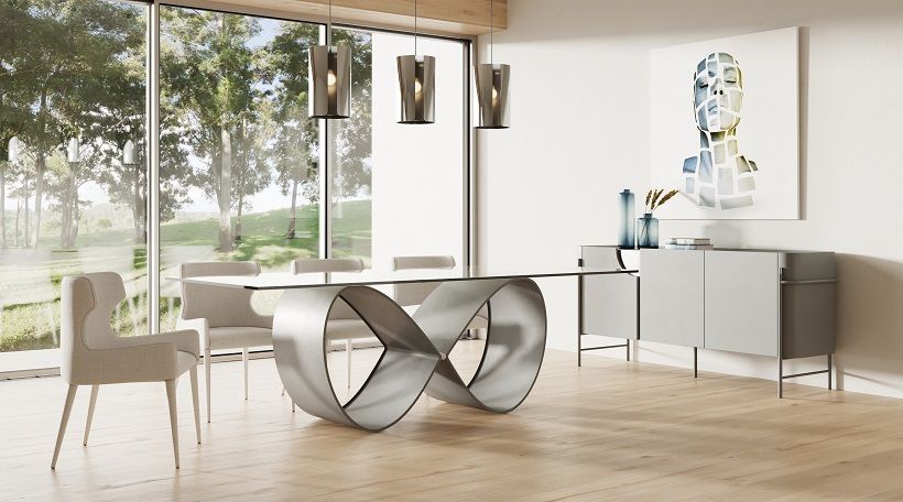 Modrest Hadley- Glass & Matte Grey Dining Table | VIG - Home Elegance USA