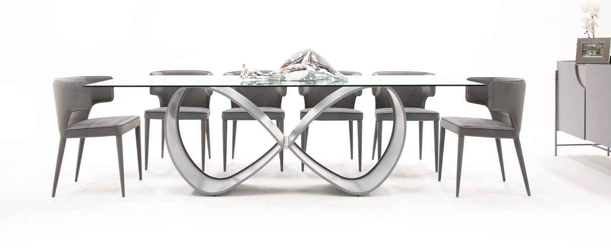 Modrest Hadley- Glass & Matte Grey Dining Table | VIG - Home Elegance USA