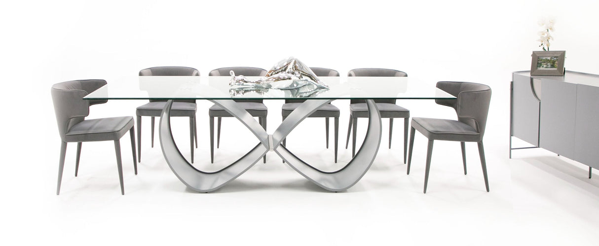 Modrest Hadley- Glass & Matte Grey Dining Table | VIG - Home Elegance USA