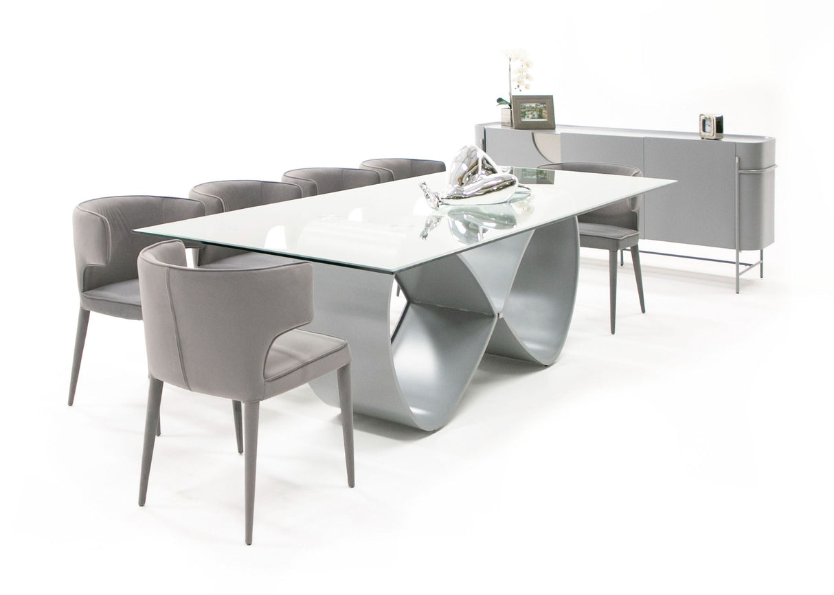 Modrest Hadley- Glass & Matte Grey Dining Table | VIG - Home Elegance USA