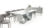Modrest Hadley- Glass & Matte Grey Dining Table | VIG - Home Elegance USA