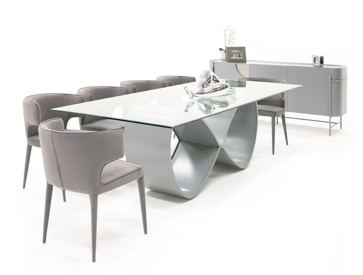 Modrest Hadley- Glass & Matte Grey Dining Table | VIG - Home Elegance USA