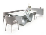 Modrest Hadley- Glass & Matte Grey Dining Table | VIG - Home Elegance USA
