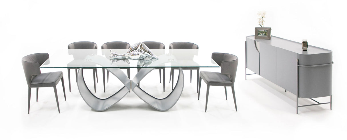Modrest Hadley- Glass & Matte Grey Dining Table | VIG - Home Elegance USA