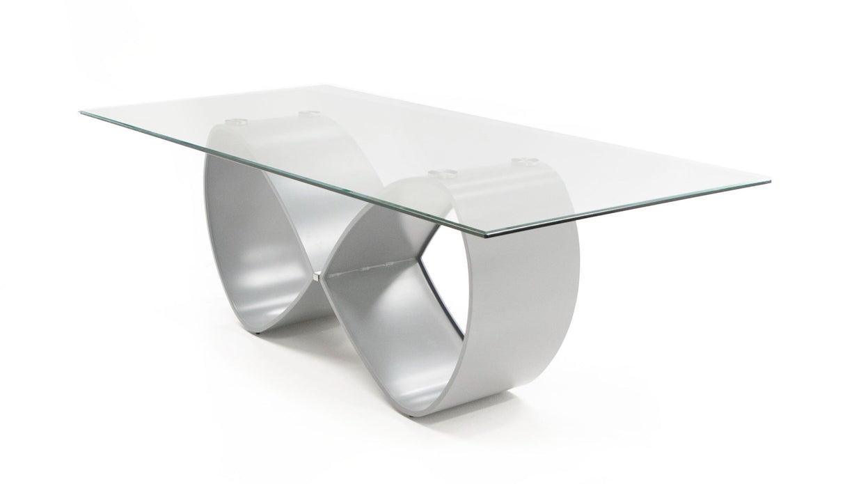 Modrest Hadley- Glass & Matte Grey Dining Table | VIG - Home Elegance USA