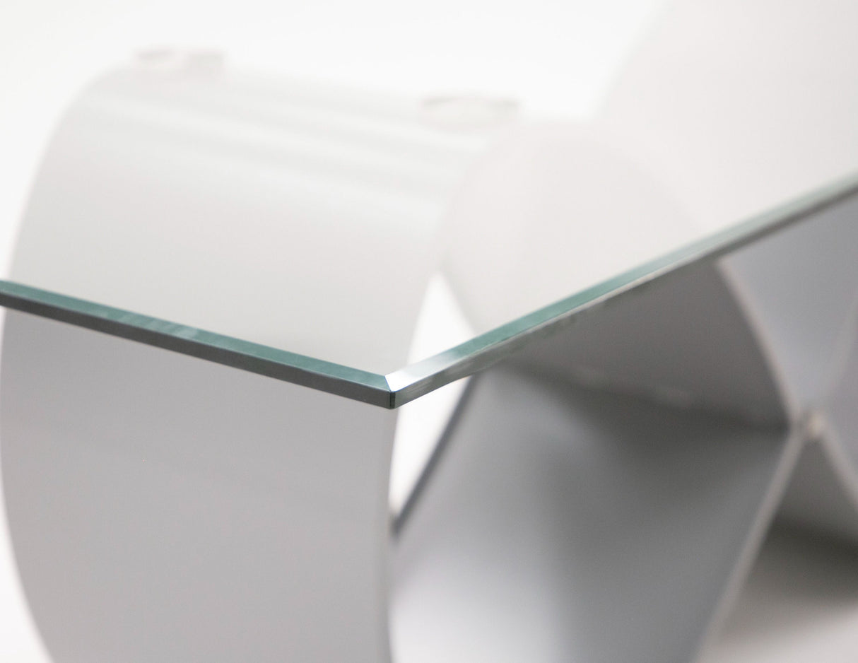 Modrest Hadley- Glass & Matte Grey Dining Table | VIG - Home Elegance USA