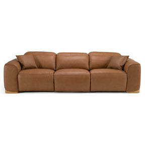 Hagerty - Modern Brown Leather Sofa with 2 Power Recliners - View Image 1