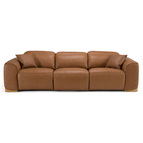 Hagerty - Modern Brown Leather Sofa with 2 Power Recliners - View Image 1