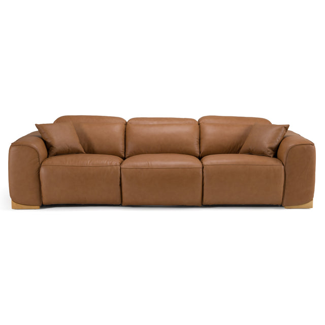 Hagerty - Modern Brown Leather Sofa with 2 Power Recliners - View Image 1