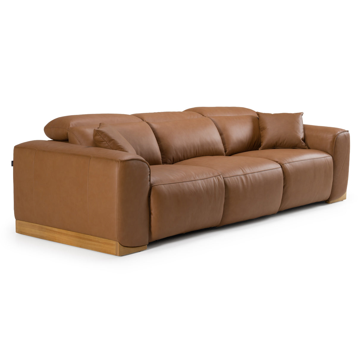 Hagerty - Modern Brown Leather Sofa with 2 Power Recliners - View Image 1