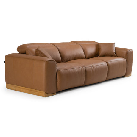 Hagerty - Modern Brown Leather Sofa with 2 Power Recliners - View Image 1