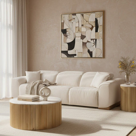 Divani Casa Hagerty - Modern Off-White Fabric Sofa With 2 Power Recliners