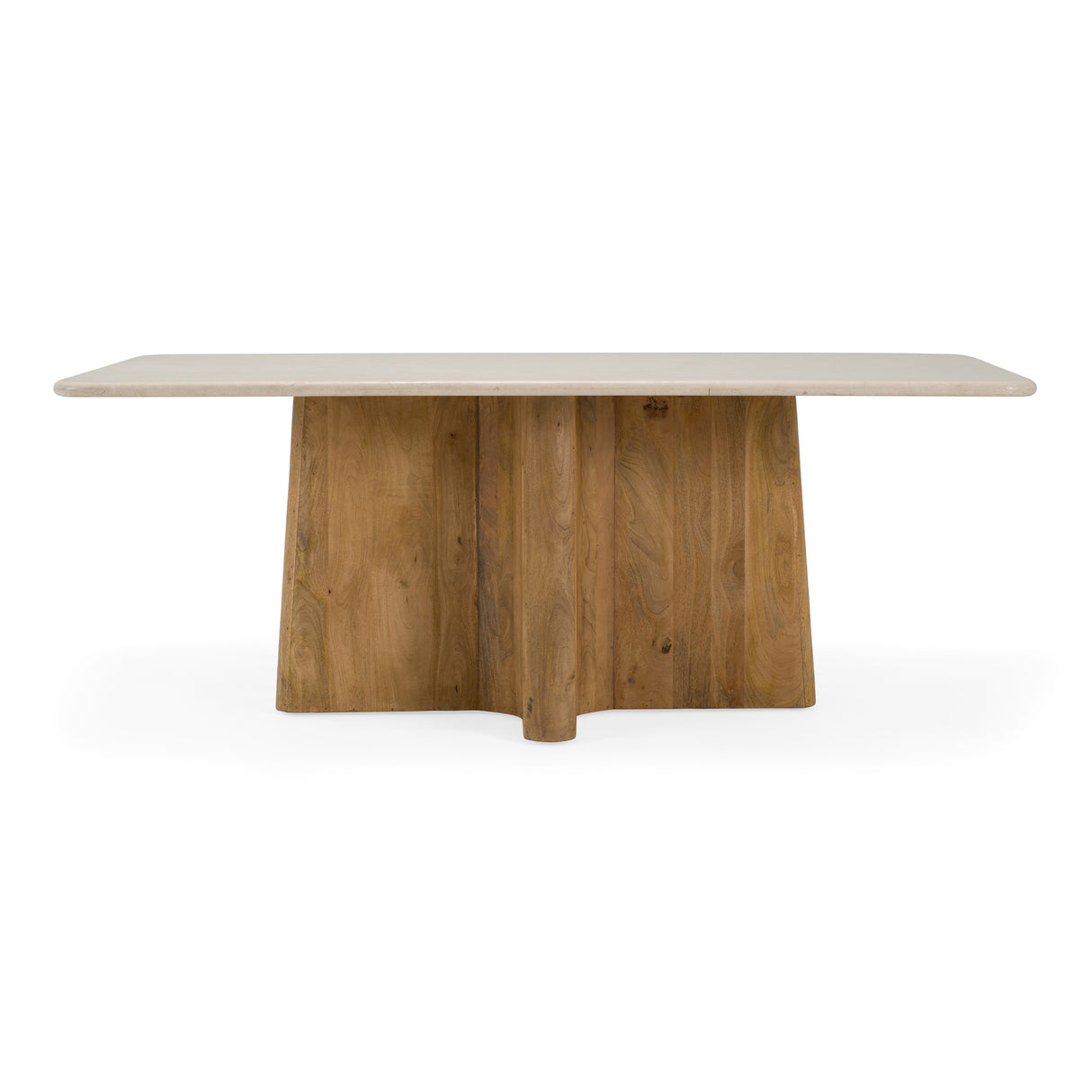Harley - Modern Cream Marble + Mango Wood Rectangular Dining Table - View Image 1