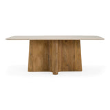 Harley - Modern Cream Marble + Mango Wood Rectangular Dining Table - View Image 1