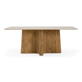 Harley - Modern Cream Marble + Mango Wood Rectangular Dining Table - View Image 1