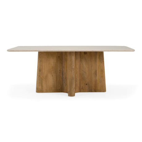 Harley - Modern Cream Marble + Mango Wood Rectangular Dining Table - View Image 1