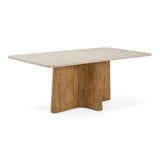 Harley - Modern Cream Marble + Mango Wood Rectangular Dining Table - View Image 1