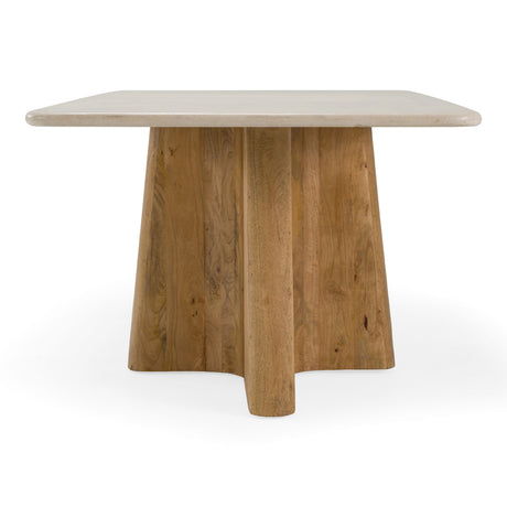 Harley - Modern Cream Marble + Mango Wood Rectangular Dining Table - View Image 1