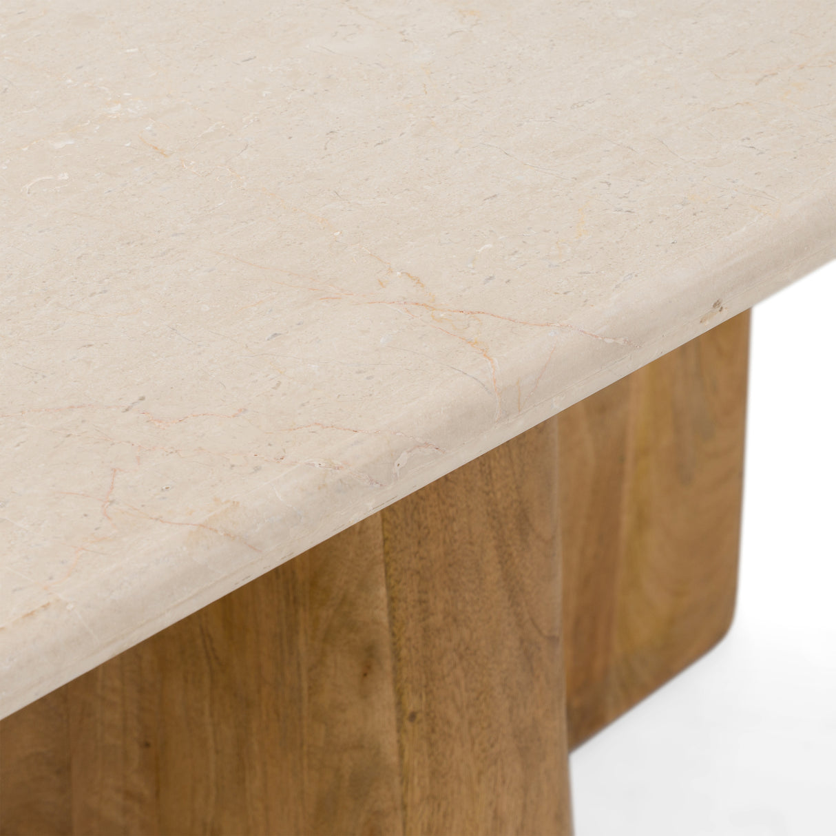 Harley - Modern Cream Marble + Mango Wood Rectangular Dining Table - View Image 1