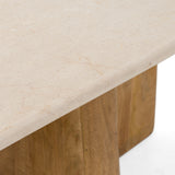 Harley - Modern Cream Marble + Mango Wood Rectangular Dining Table - View Image 1