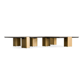 Harold - Modern Black + Brushed Gold Oak Square Nesting Coffee Table Set - View Image 1